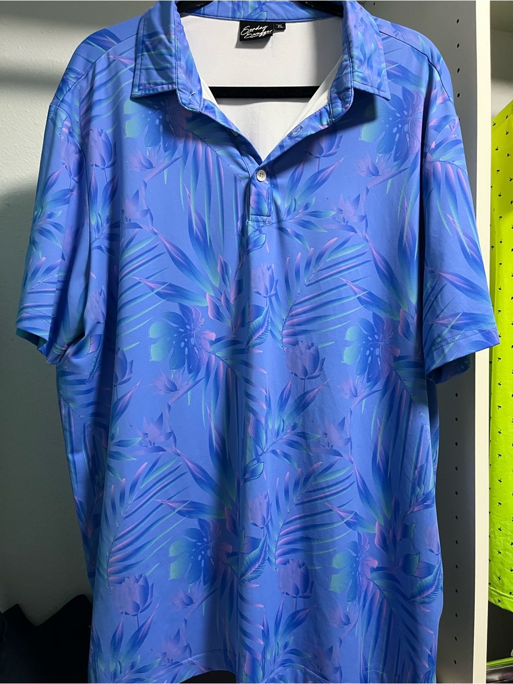 Sunday Swagger Blue Tropical Print Polo Shirt